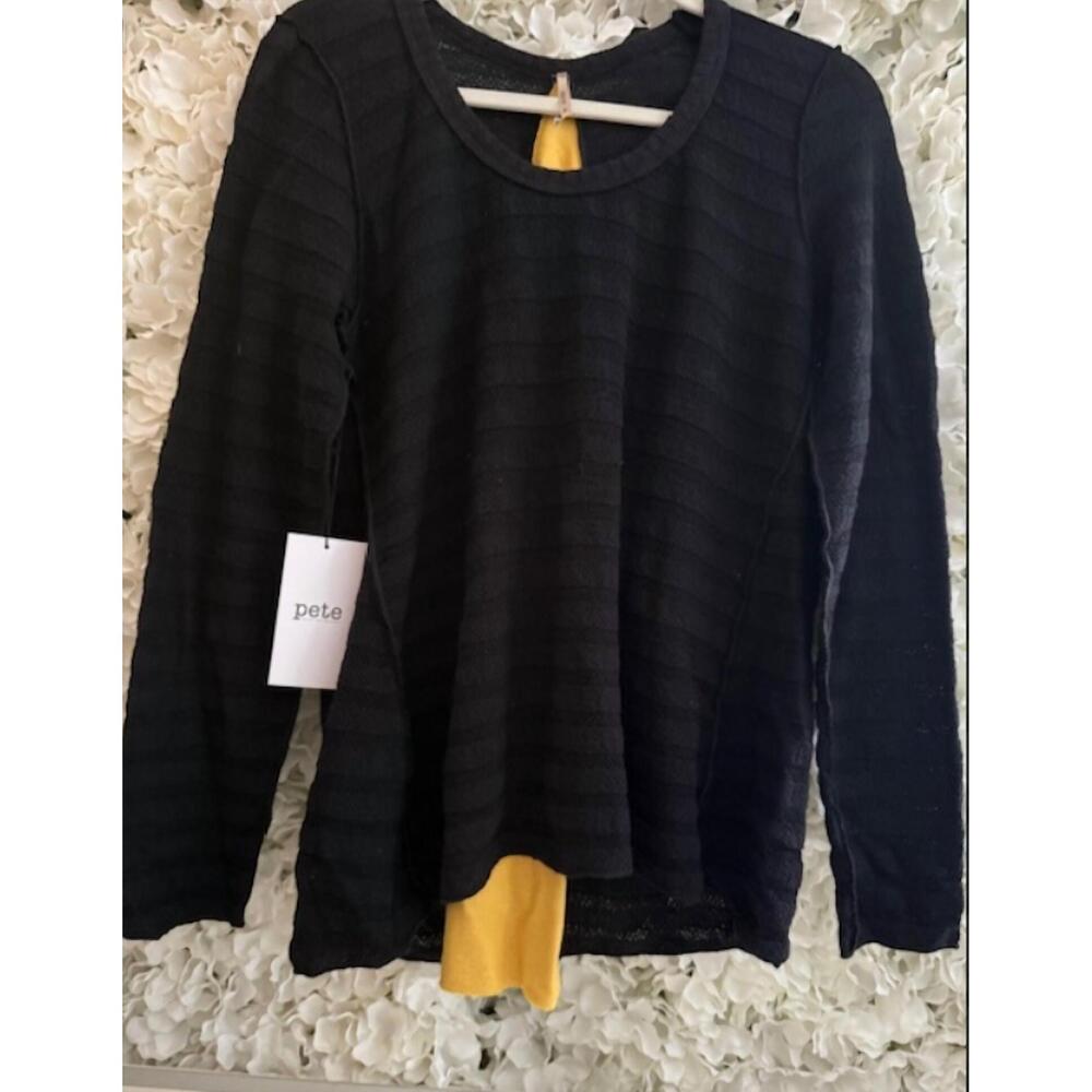 NEW PETE women's godet back sweater in black